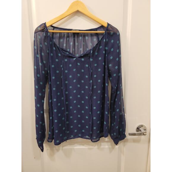 Stitch Fix Blue and Teal Polkadot Blouse - Picture 1 of 6